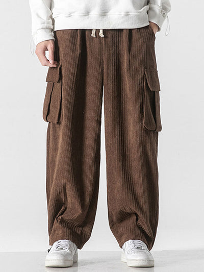 Laudelino® | Relaxed Fit Drawcord Hem Corduroy Cargo Pants