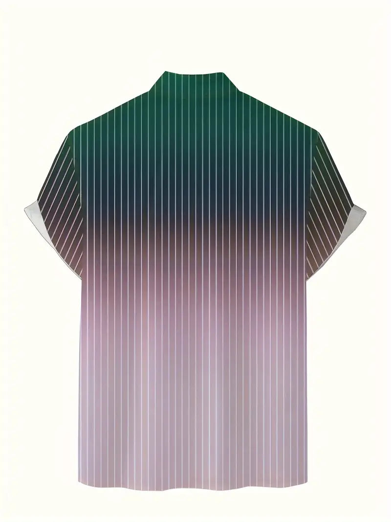 Lurton® | Men'S Short-Sleeved Button-Down Shirt With Gradient And Striped Pattern For Spring/Summer