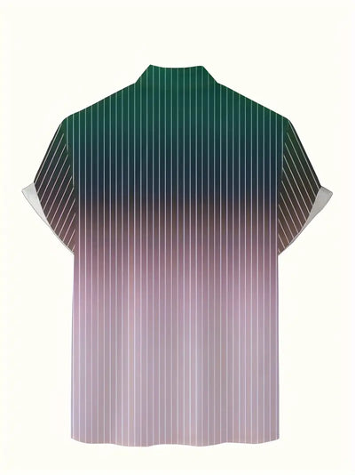 Lurton® | Men'S Short-Sleeved Button-Down Shirt With Gradient And Striped Pattern For Spring/Summer