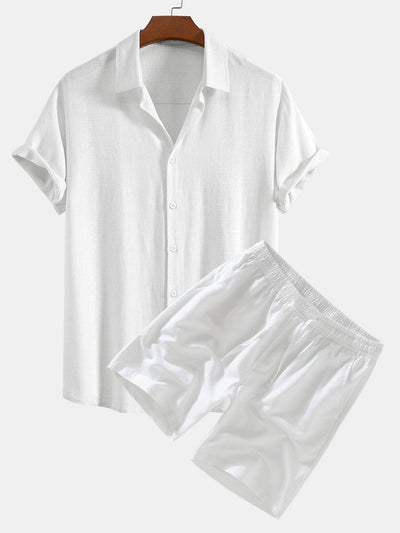Duane® | Linen Rayon Blend Button Up Shirt & Linen Drawstring Shorts