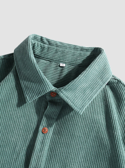Abelardo® | Corduroy Solid Short Sleeve Basic Shirts