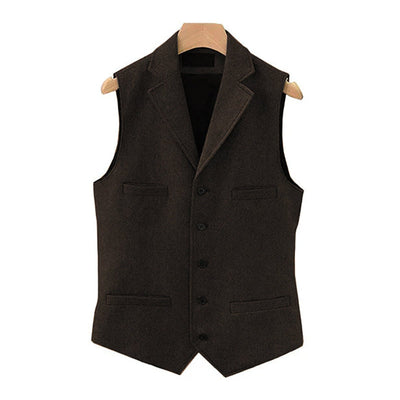 Men's Vintage Classic Wool Blended Lapel Single Breasted Suit Vest