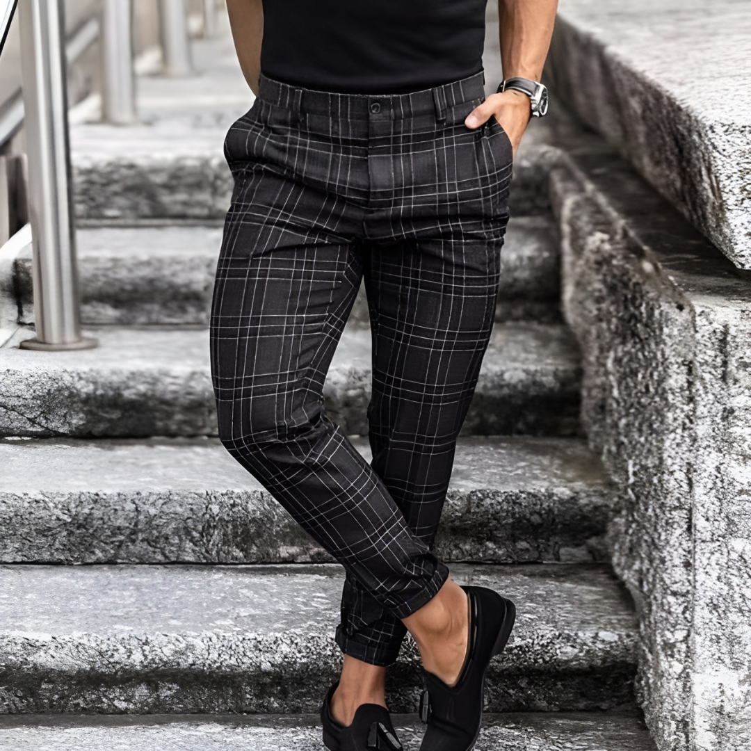 Matthew® | Elegant Men's Slim Fit Pants With Checkered Pattern