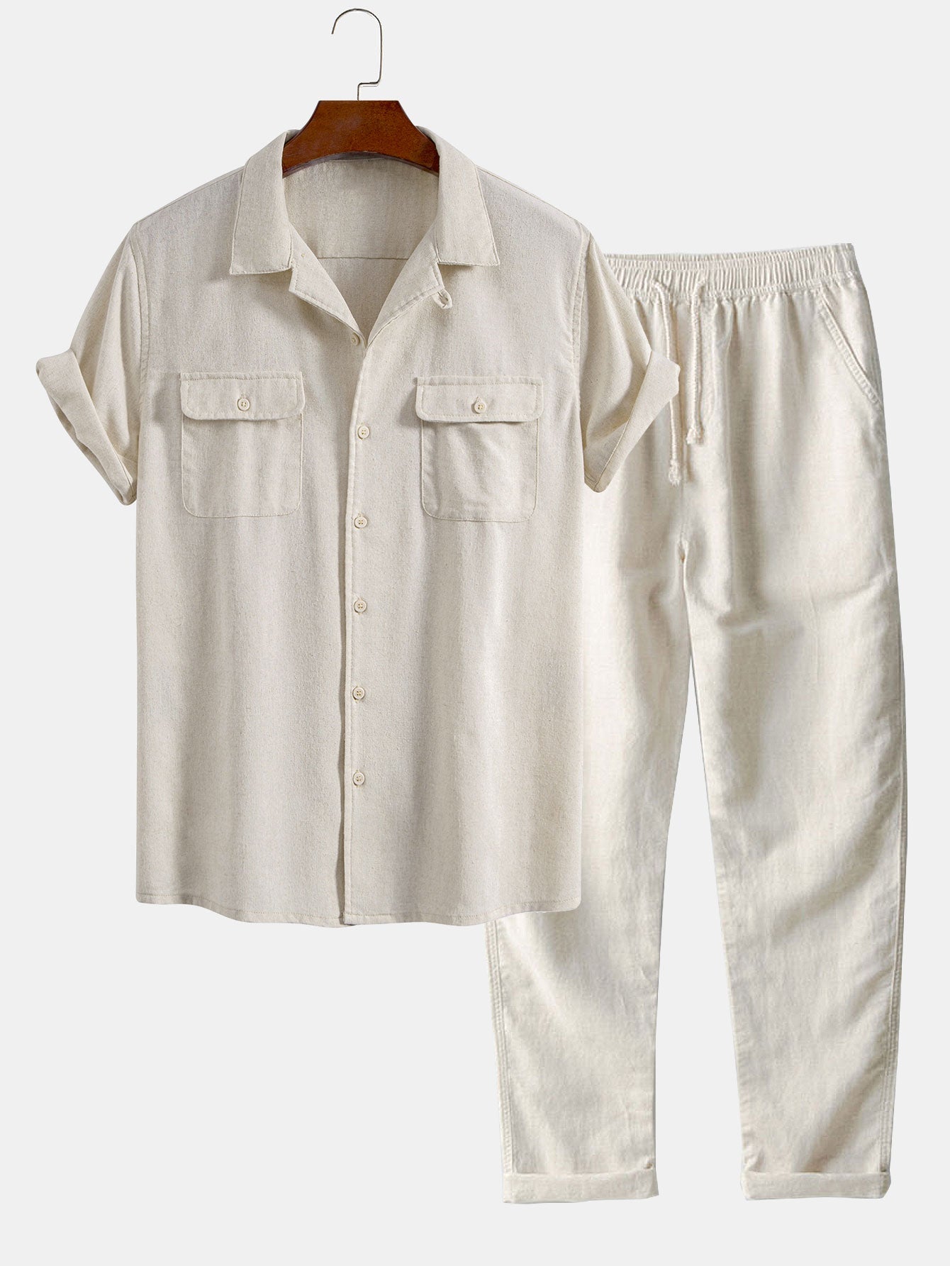 Cuno® | Linen Cuban Shirt With Pockets & Straight Leg Linen Pants