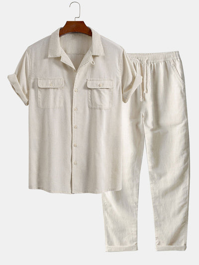 Cuno® | Linen Cuban Shirt With Pockets & Straight Leg Linen Pants