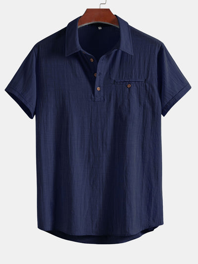Aristides® | Short Sleeve Linen Look Polo Collar Shirt