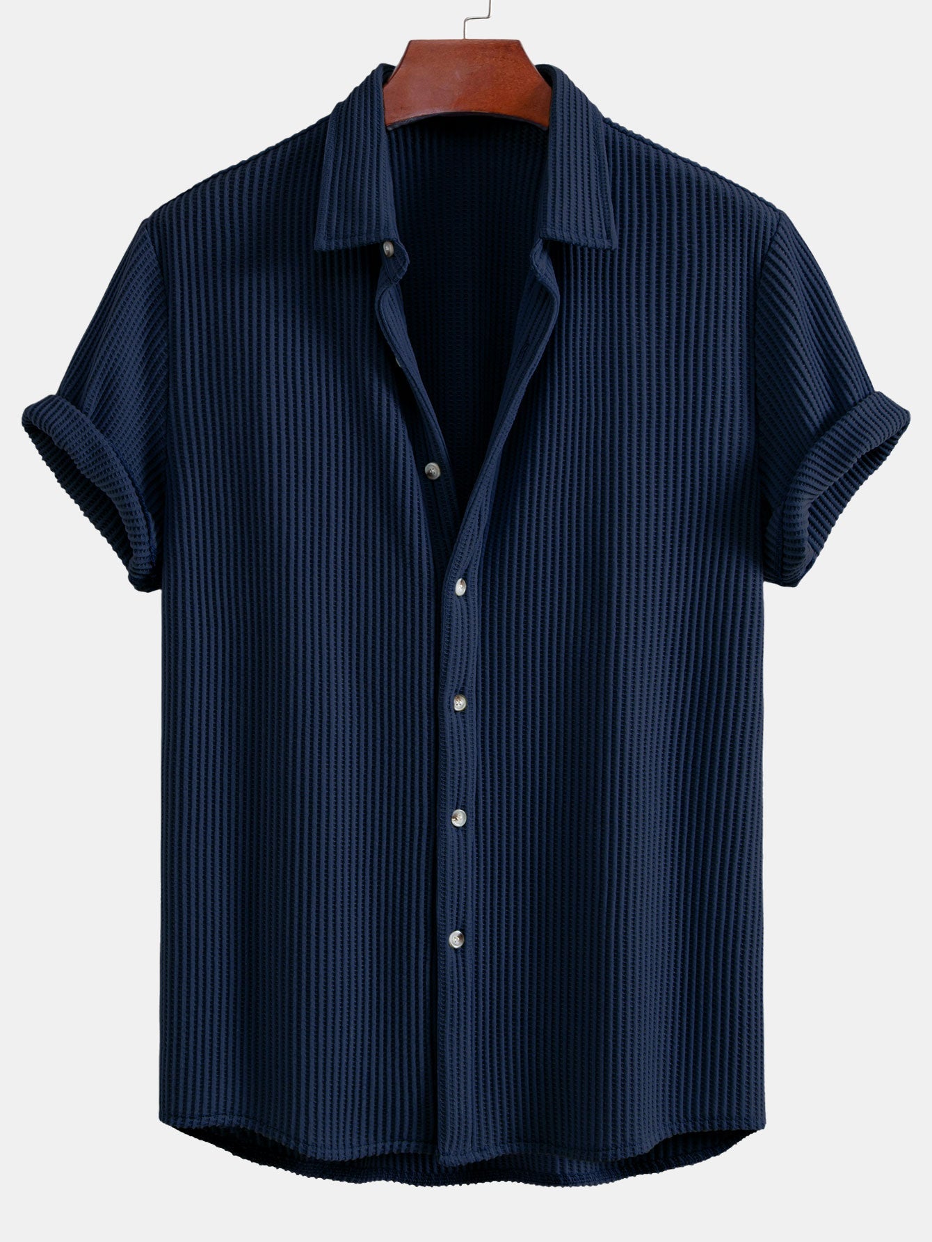 Alex® | Waffle Button Up Shirt & Straight Leg Linen Pants