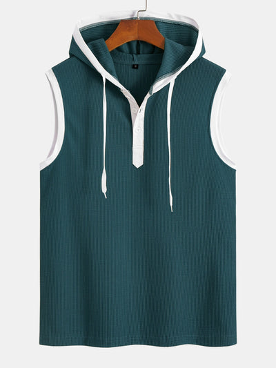 Edmundo® | Contrast Waffle Half Open Hooded Vest