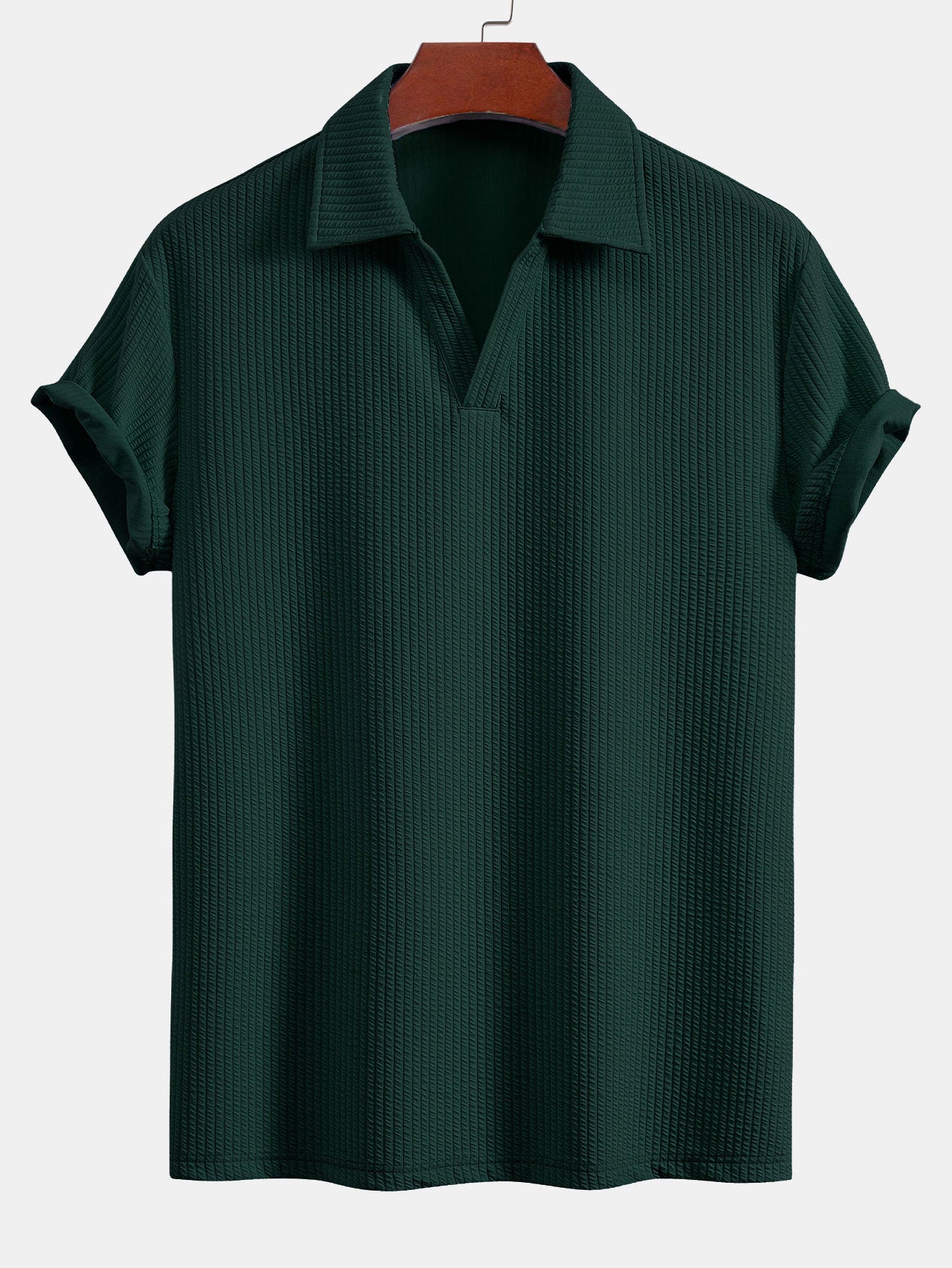 Esau® | Short Sleeved V-Neck Ribbed Polo & Straight Leg Ribbed Pants