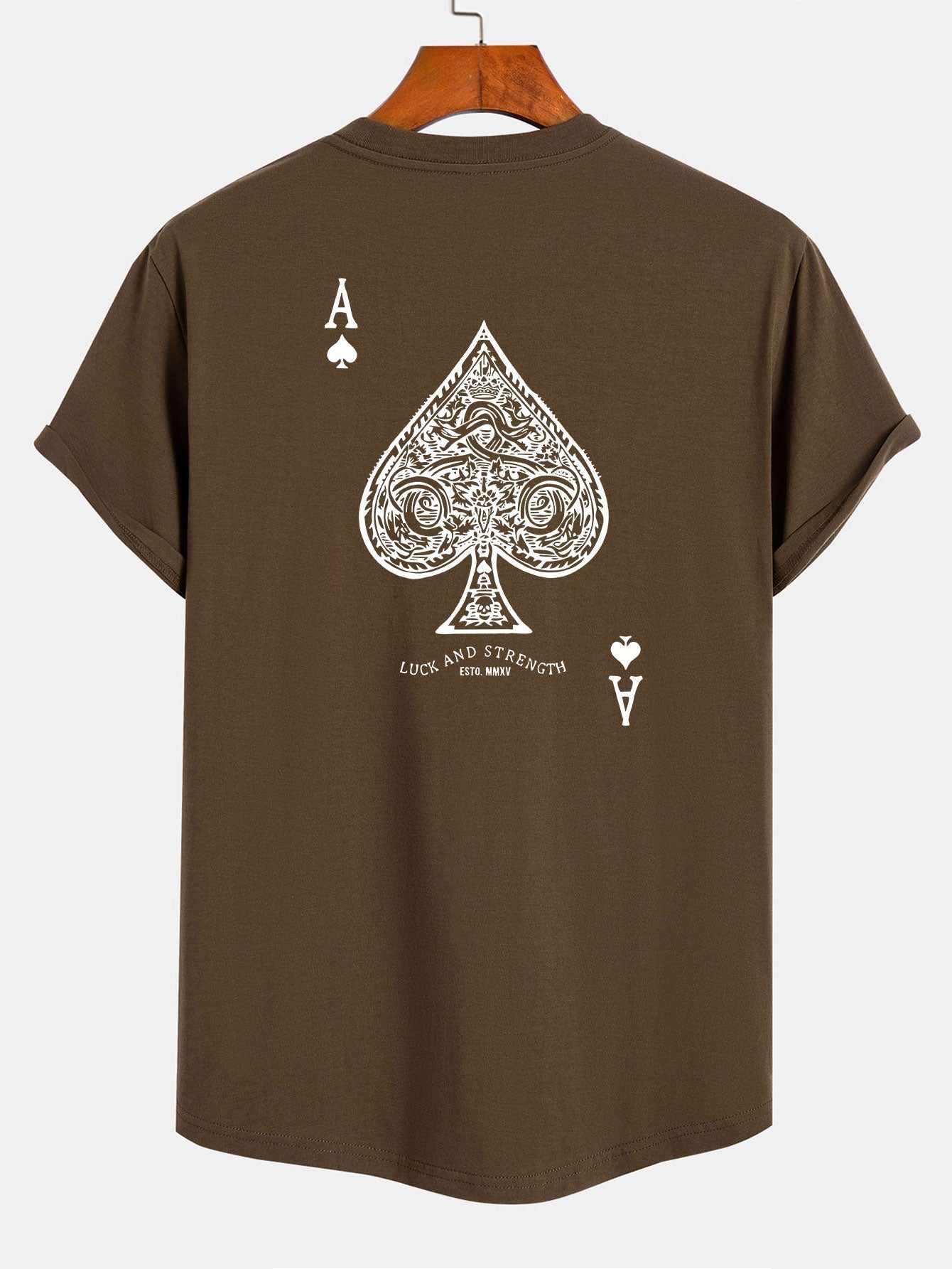 Clemente® | Ace Of Spades Print Cotton Arc Hem T-Shirt