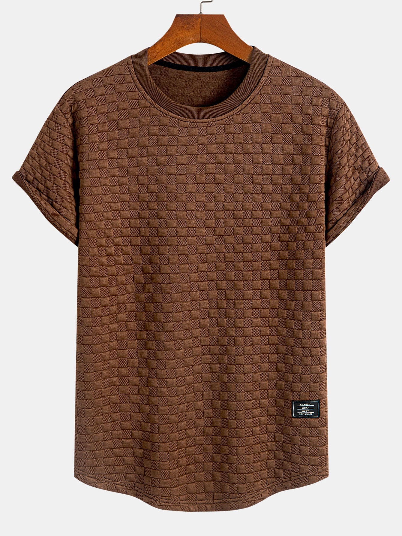Bradley® | Checkerboard Jacquard Arc Hem T-Shirt