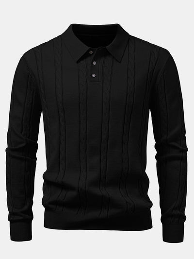 Aiken® | Long Sleeve Twist Knit Polo Shirt