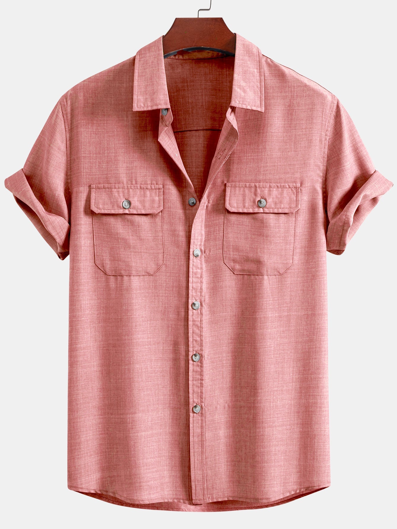 Jared® | Textured Button Up Shirt With Two Pockets & Straight Leg Linen Pants