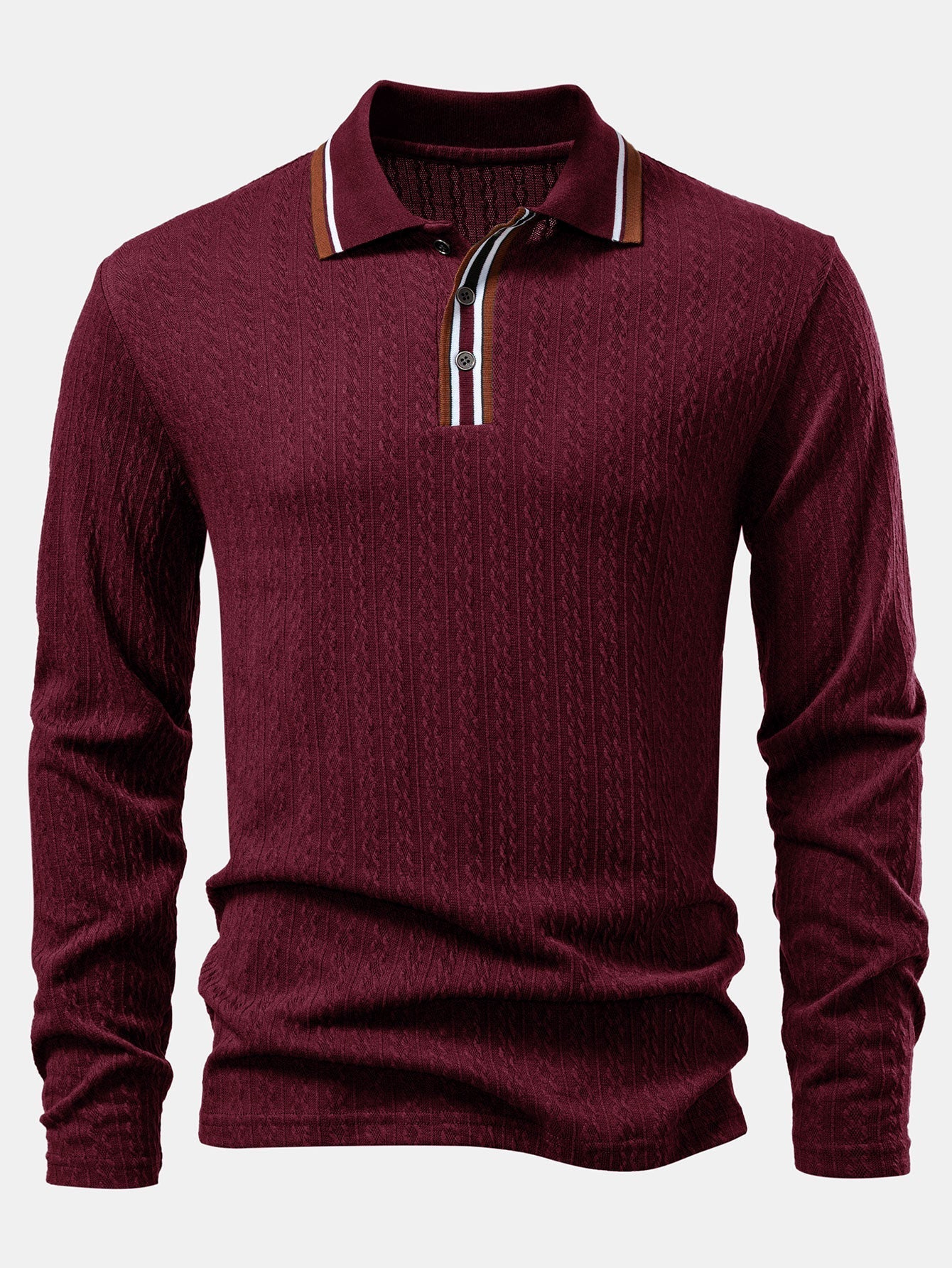 Ludovico® | Long Sleeve Twist Jacquard Polo Shirt