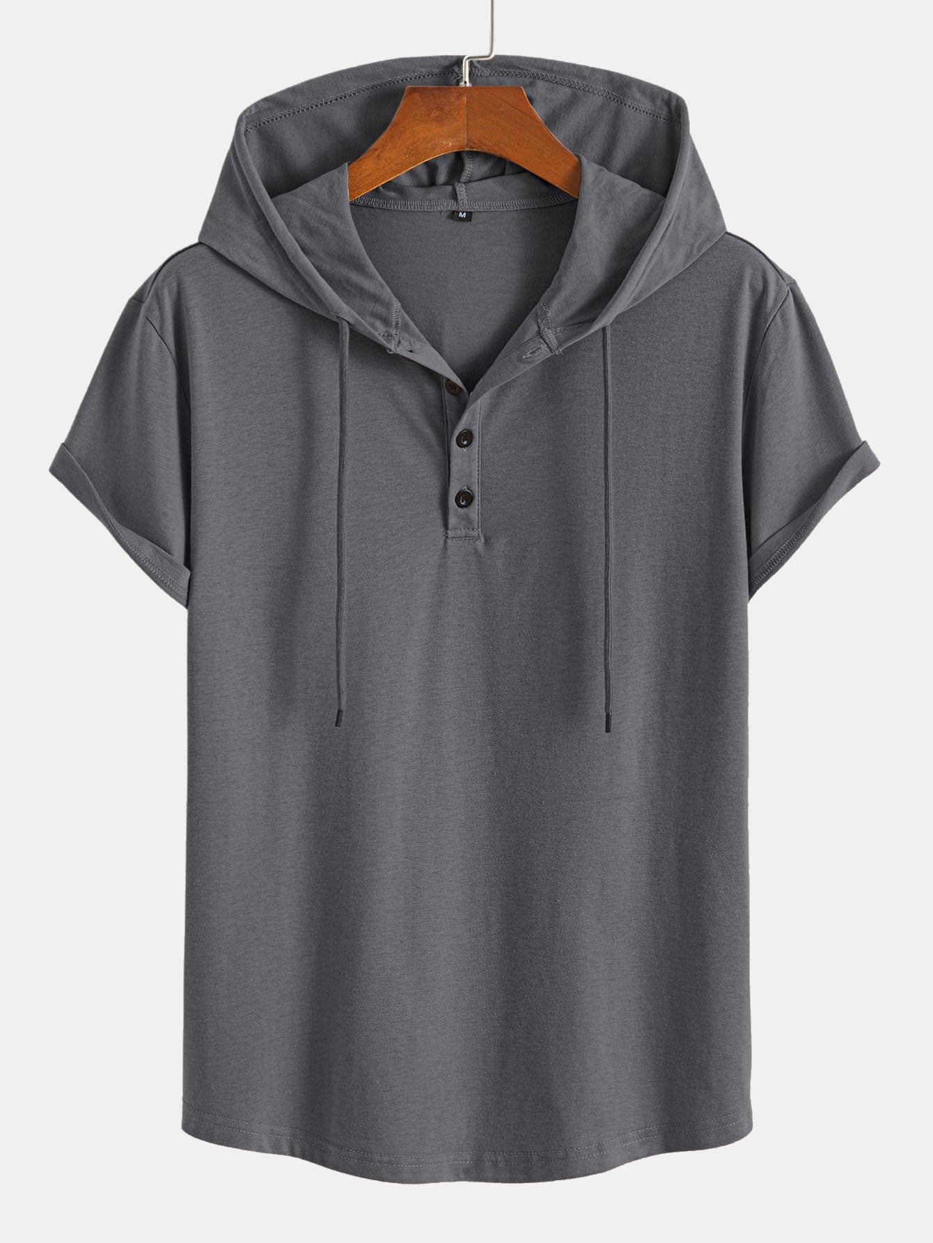 Celestino® | Short Sleeve Henley Hooded T-Shirt