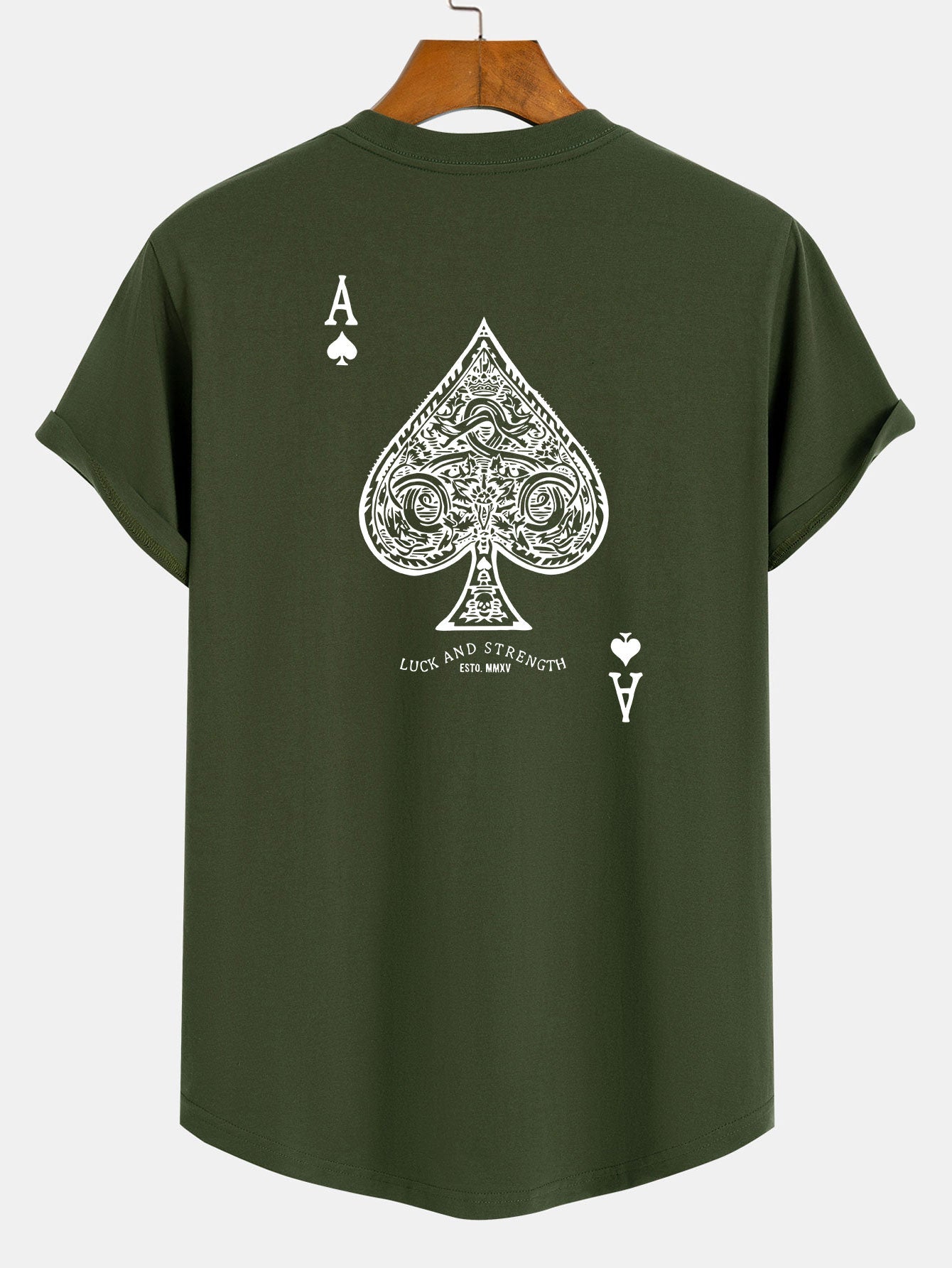 Clemente® | Ace Of Spades Print Cotton Arc Hem T-Shirt
