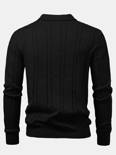 Aiken® | Long Sleeve Twist Knit Polo Shirt