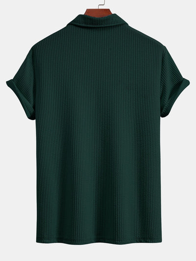 Esau® | Short Sleeved V-Neck Ribbed Polo & Straight Leg Ribbed Pants