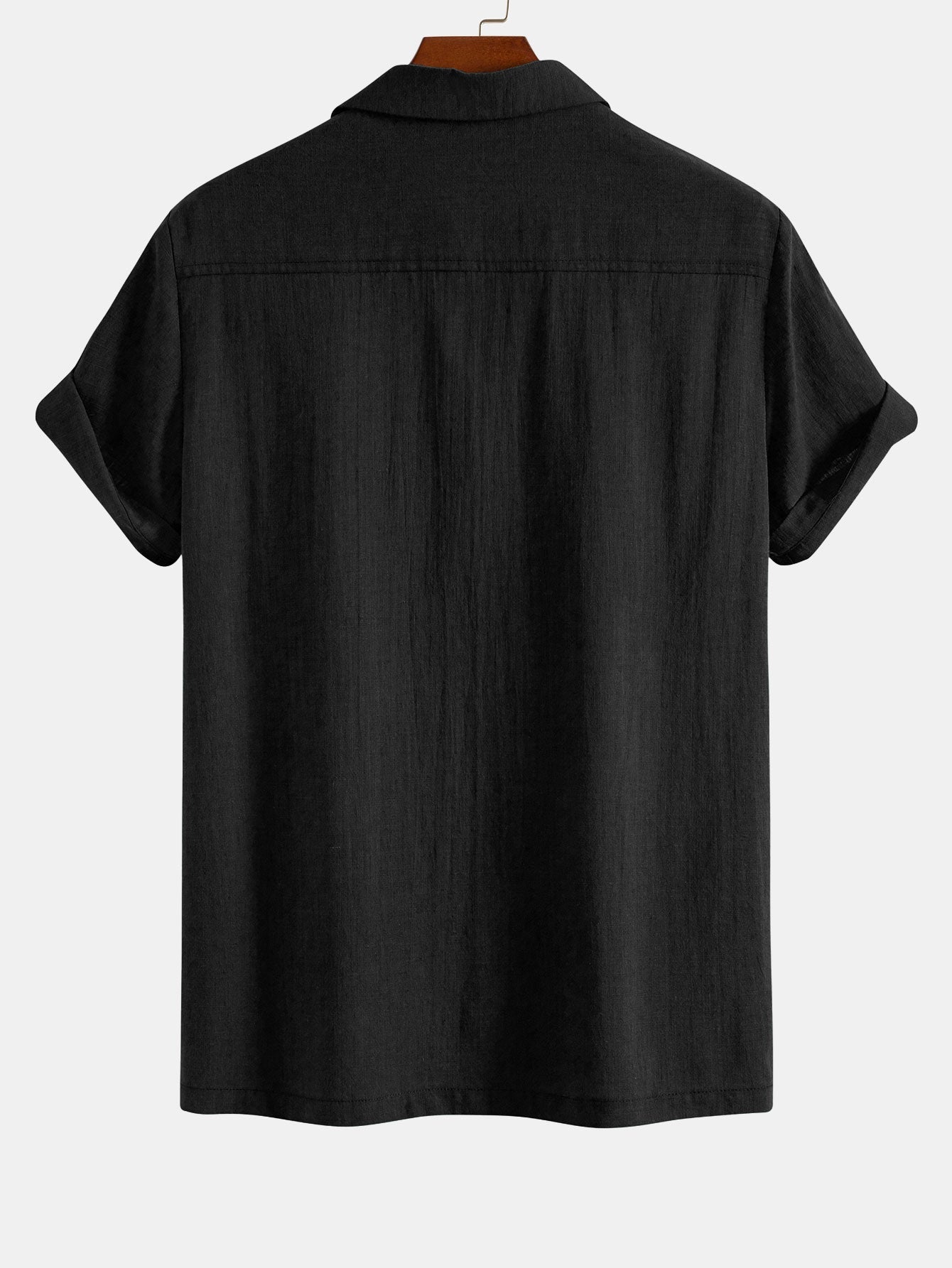Amparo® | Geometric Rhombus Print Linen Look Patchwork Bowling Shirt