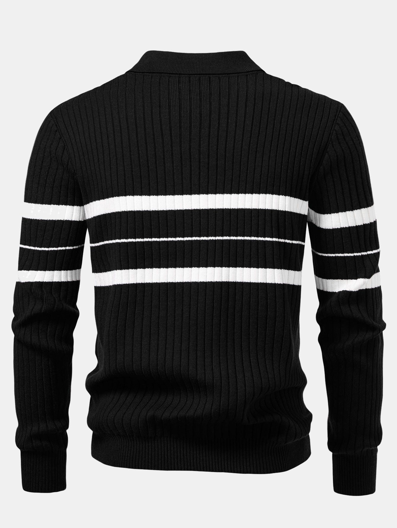 Aldemir® | Stripe Zip Knit Ribbed Polo Shirt