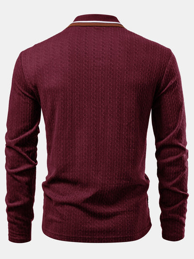 Jacob | Long Sleeve Twist Jacquard Polo Shirt