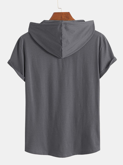 Celestino® | Short Sleeve Henley Hooded T-Shirt