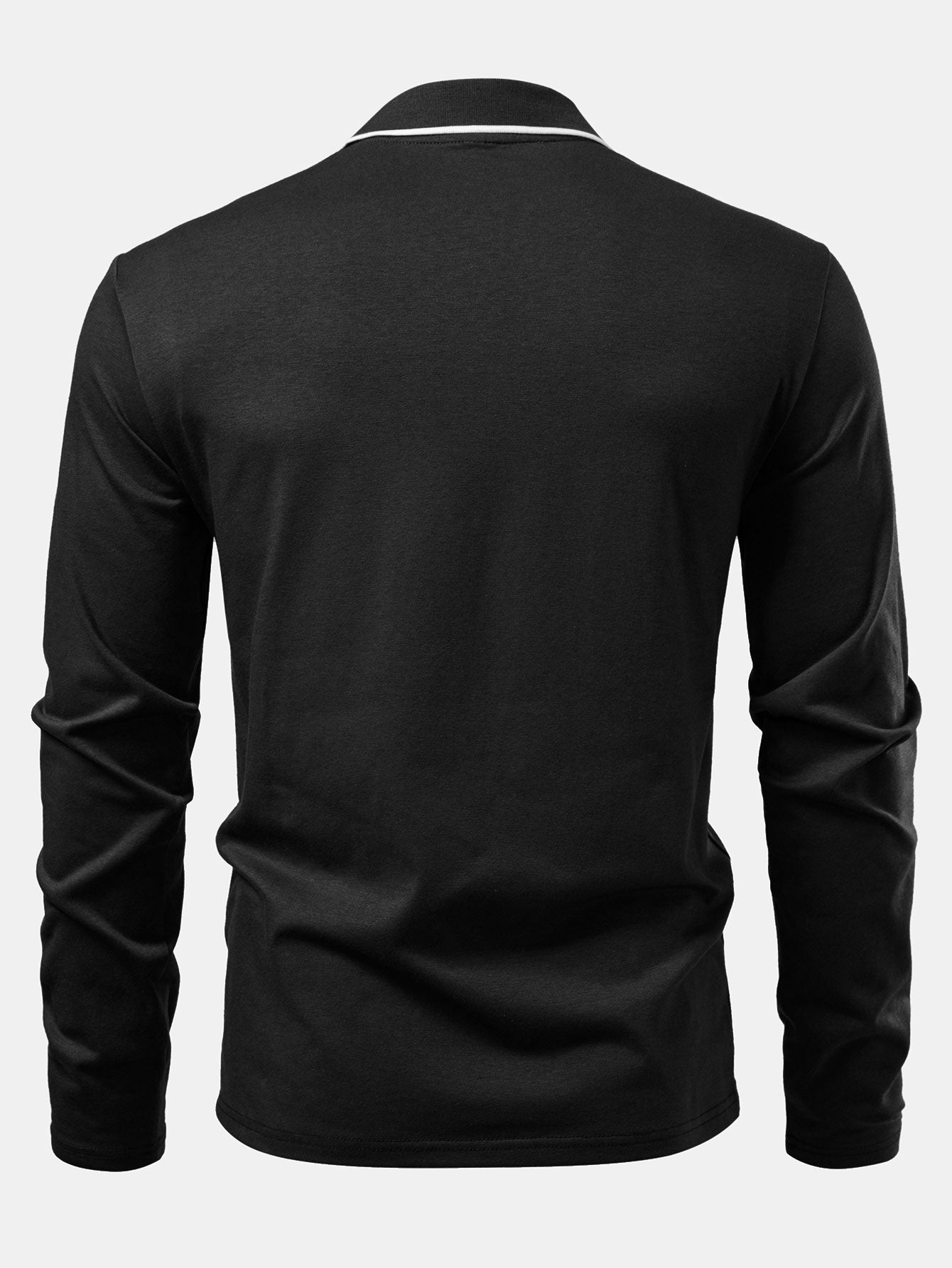 Mason | Long Sleeved Contrast Polo Shirt With Pocket