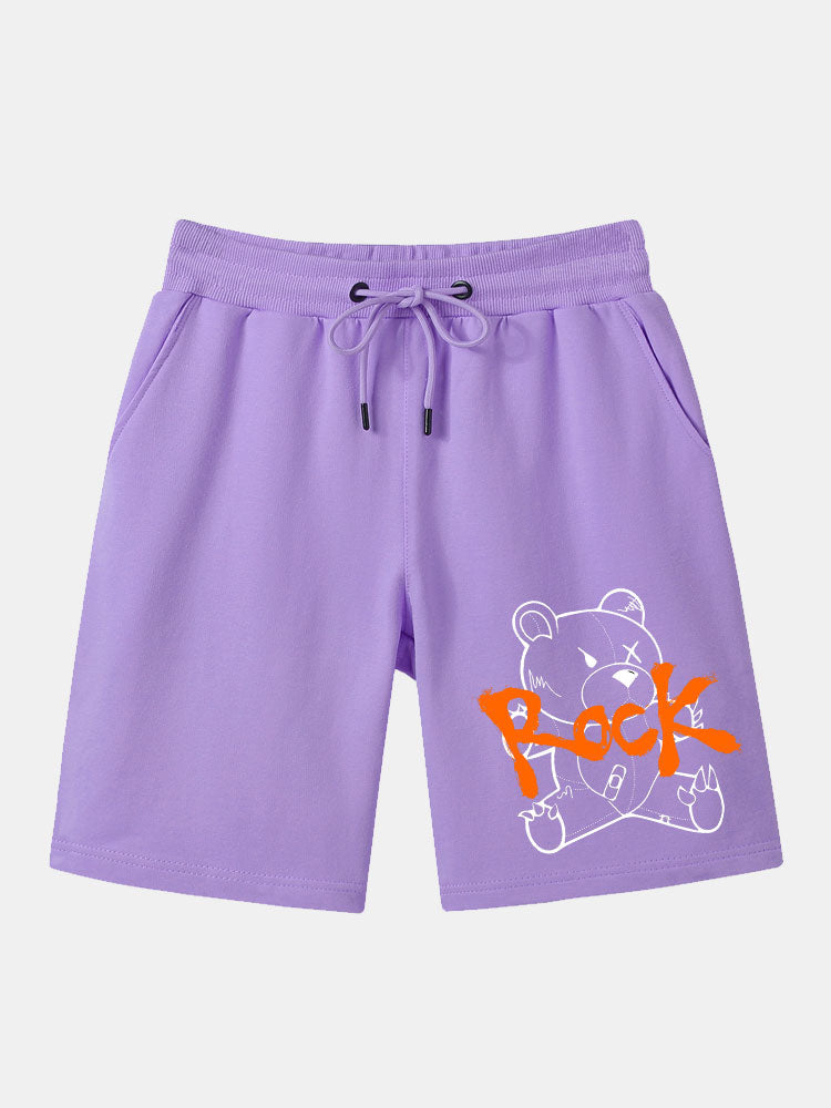 Telesphorus | Rock Bear Print Mid Length Shorts