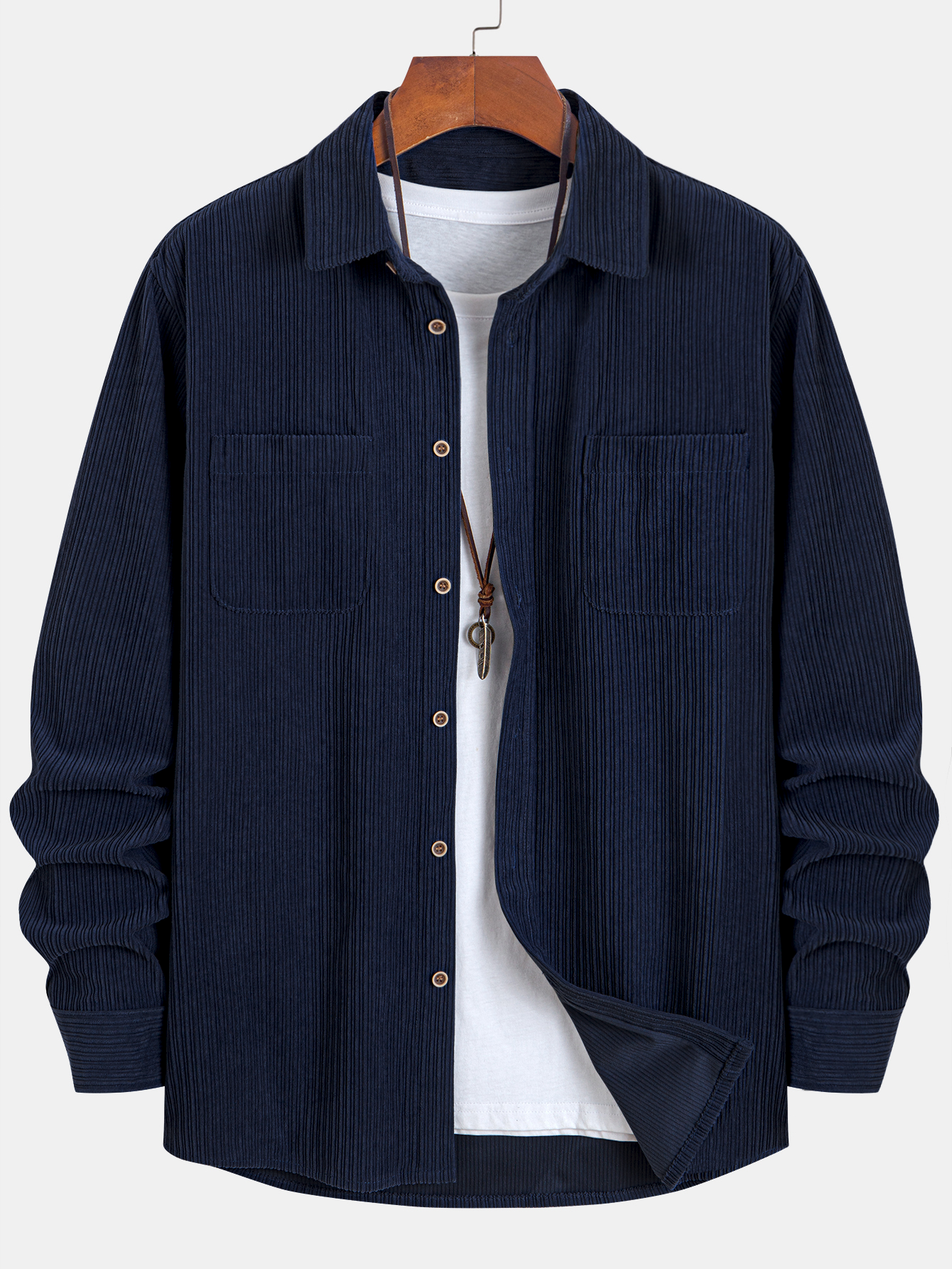 Kareem® | Long Sleeve Corduroy Pocket Button Up Shirt
