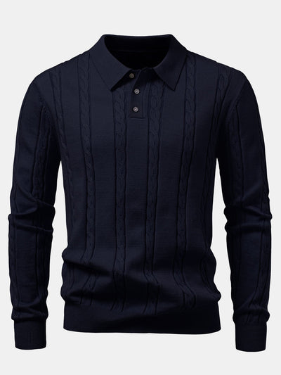 Aiken® | Long Sleeve Twist Knit Polo Shirt