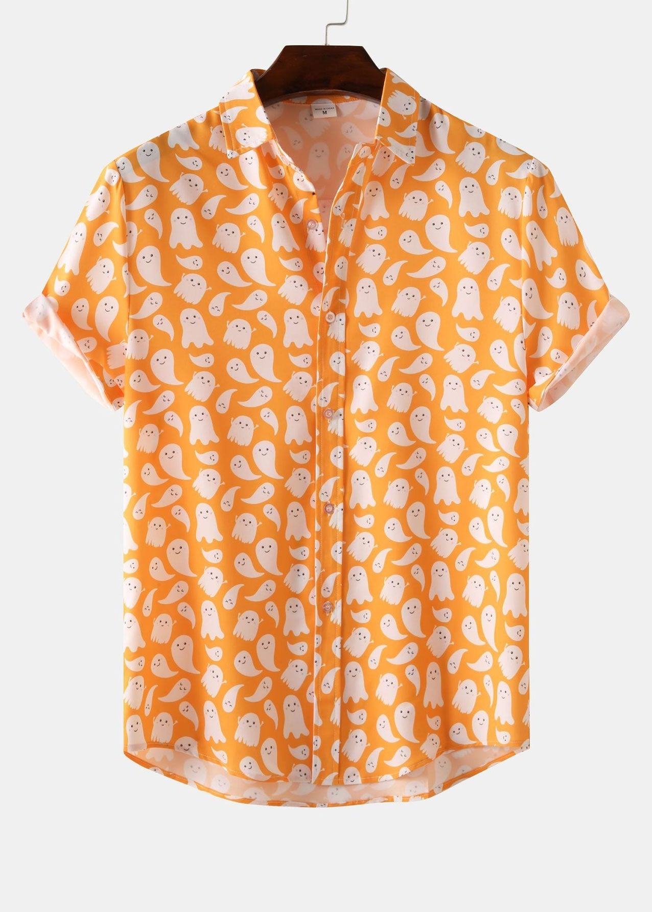 Aras® | Halloween Ghost Print Button Up Shirt