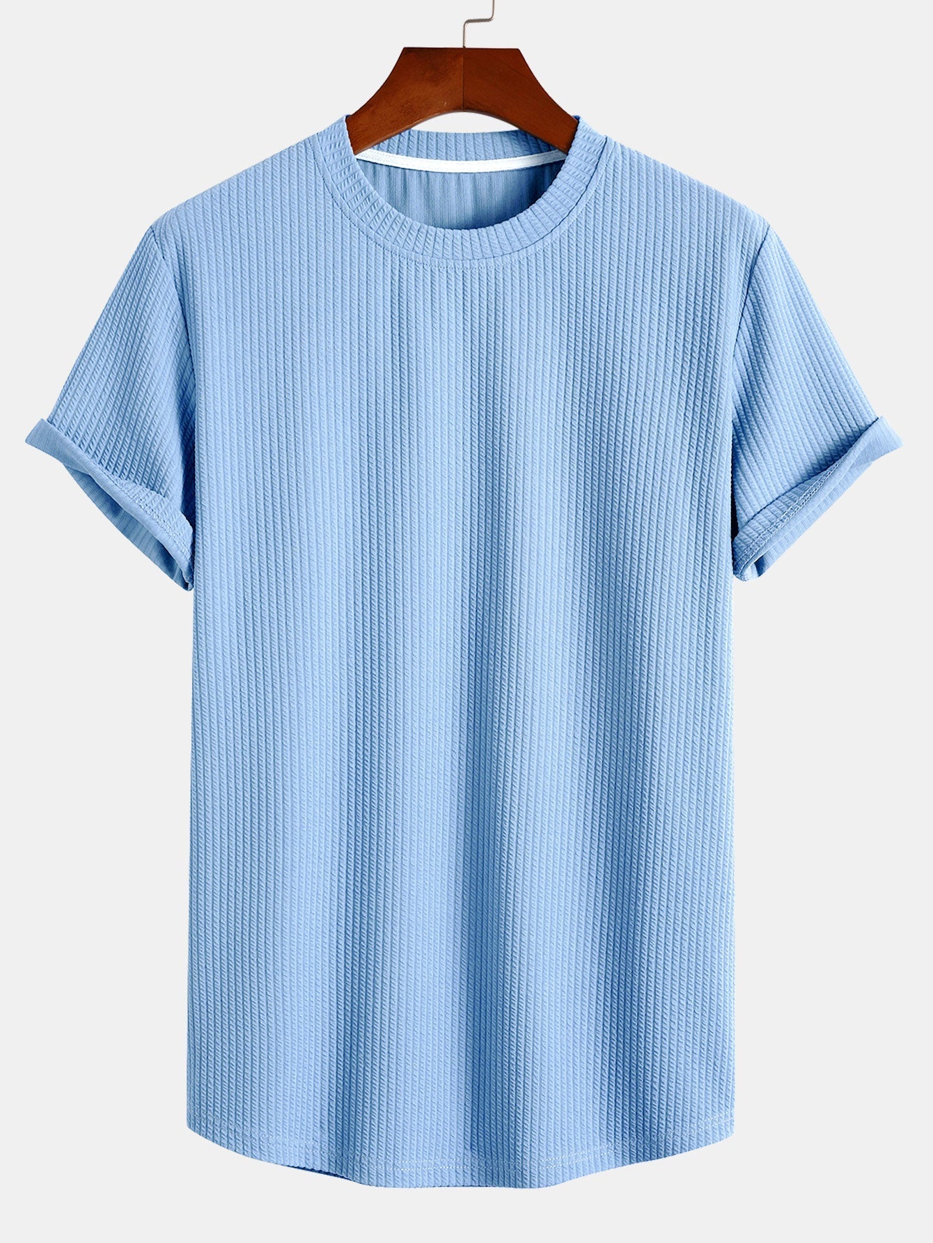Adán® | Muscle Fit Ribbed Arc Hem T-Shirt