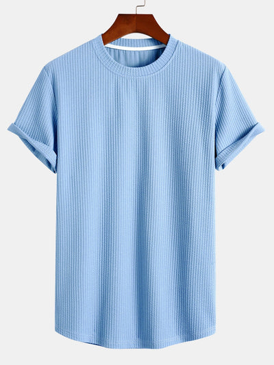 Adán® | Muscle Fit Ribbed Arc Hem T-Shirt