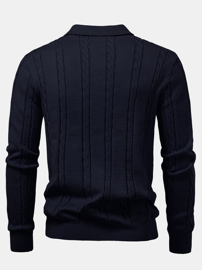 Aiken® | Long Sleeve Twist Knit Polo Shirt