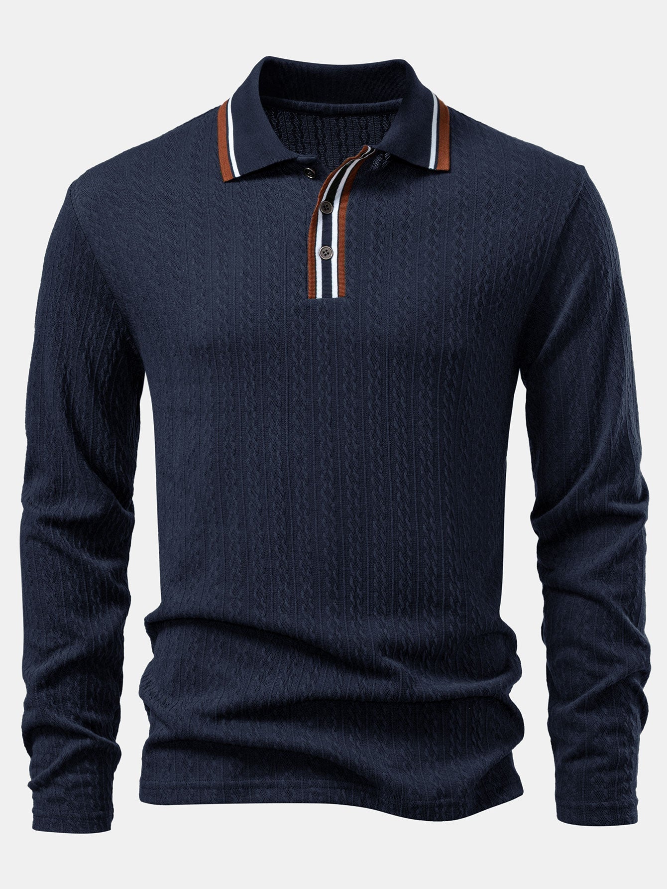 Jacob | Long Sleeve Twist Jacquard Polo Shirt