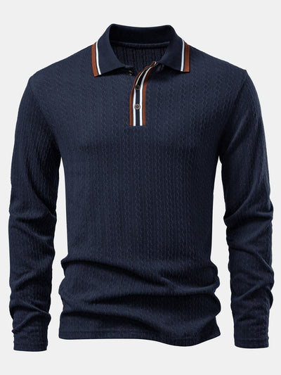 Jacob | Long Sleeve Twist Jacquard Polo Shirt