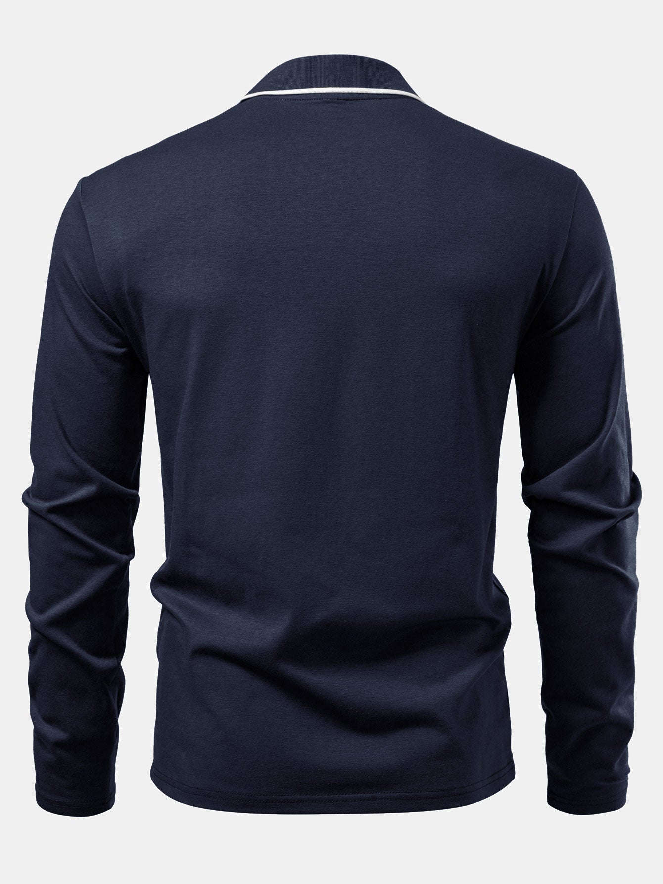Lucio® | Long Sleeved Contrast Polo Shirt With Pocket