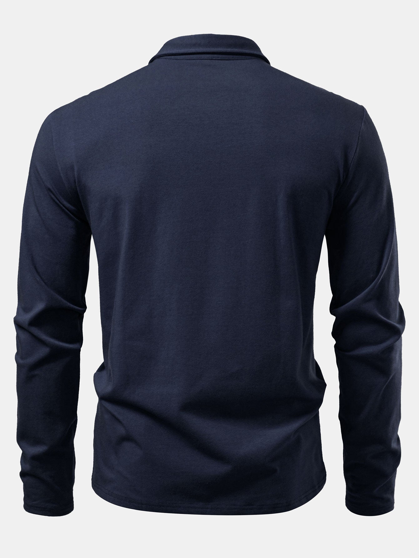 Livio® | Solid Long Sleeve Cotton Polo Shirt