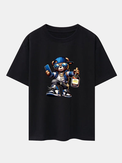 Melquíades® | Hip Hop Bear Print Drop Shoulder Oversize T-Shirt