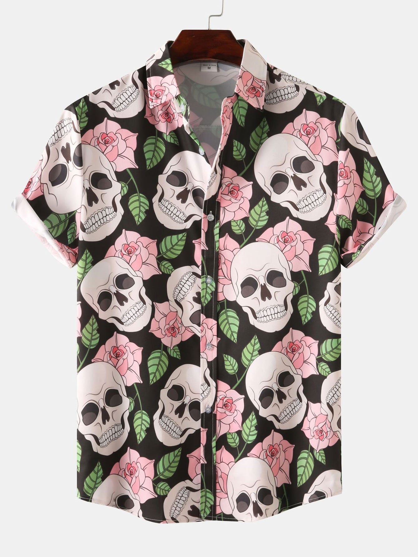 Alanis® | Skull Rose Print Button Up Shirt