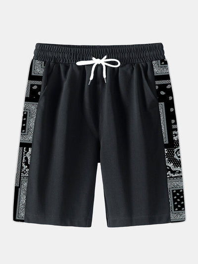 Bahram® | Paisley Paneled Jersey Shorts