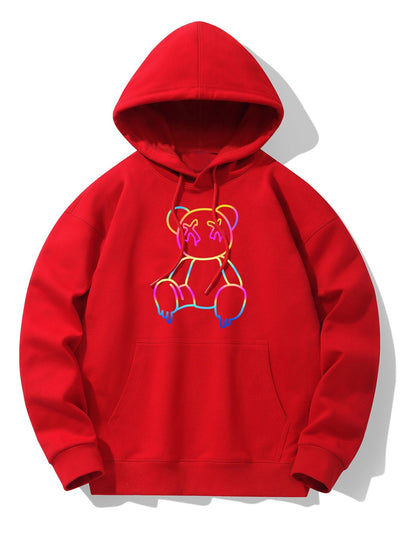 Xavier | Gradient Dissolving Bear Print Drop Shoulder Relaxed Hoodie