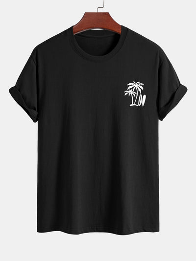 Darío® | Palm Tree Surfboard Print Cotton T-Shirt