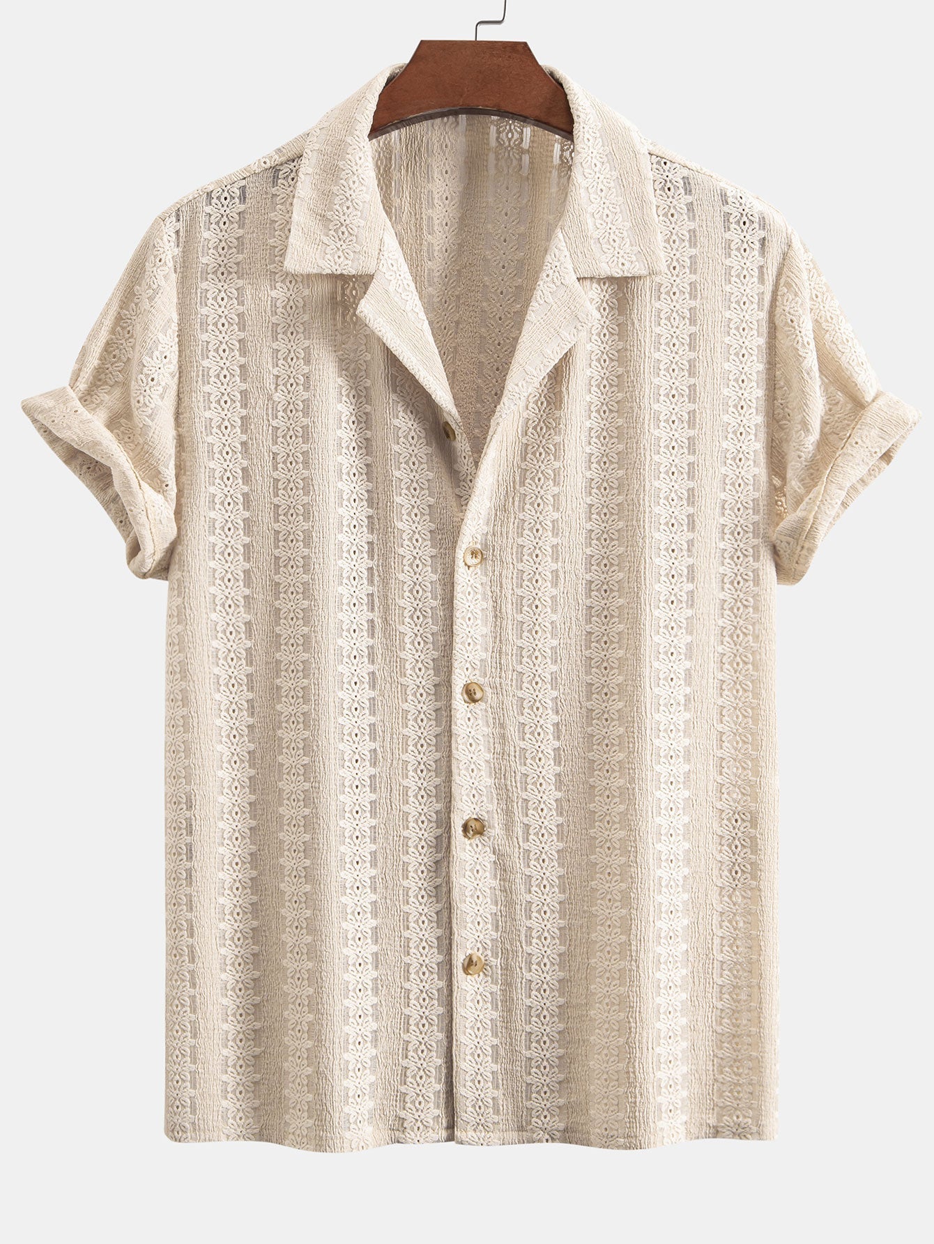Jesús® | Floral Jacquard Textured Cuban Shirt & Straight Leg Linen Pants