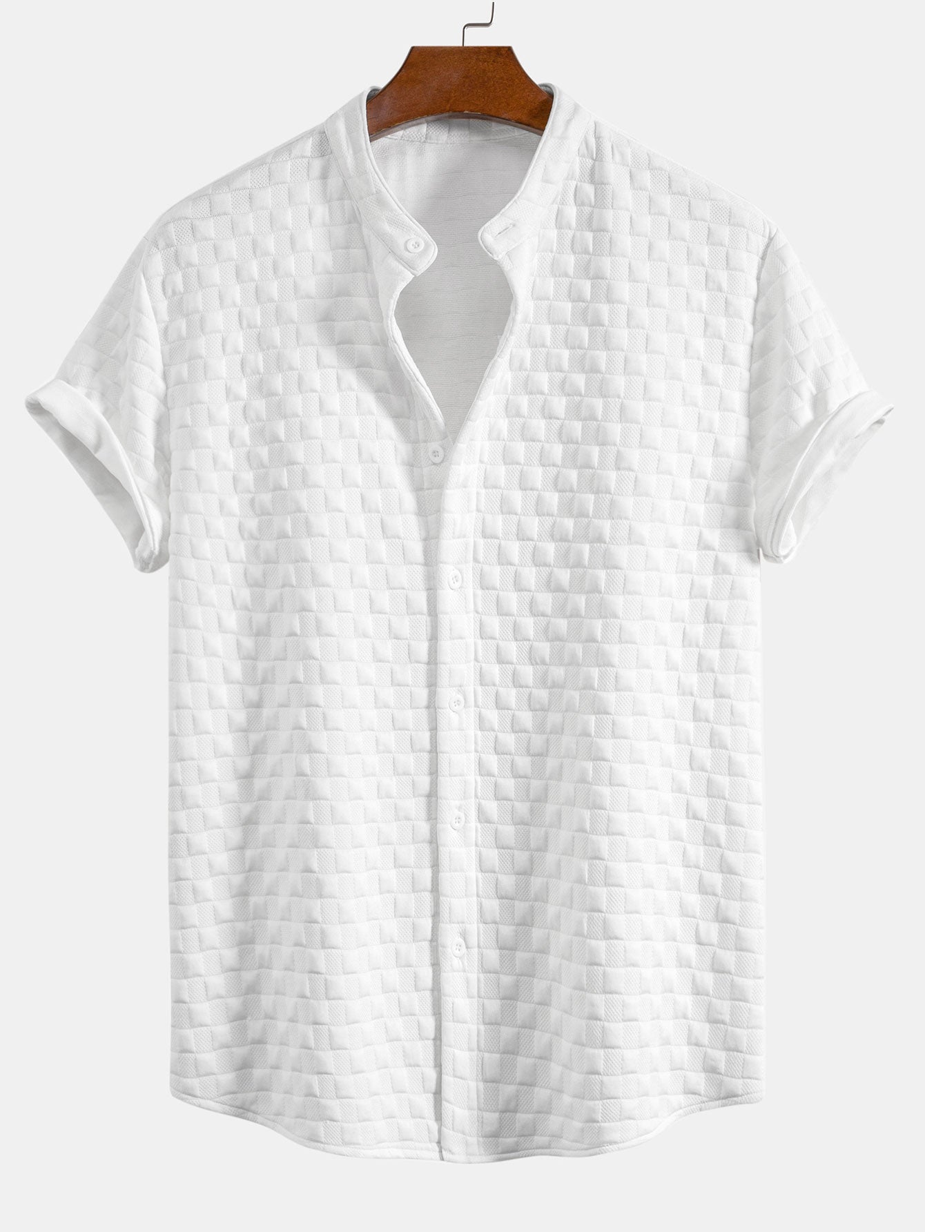 Jeffrey® | Checkerboard Stand Collar Shirt & Checkerboard Jacquard Shorts