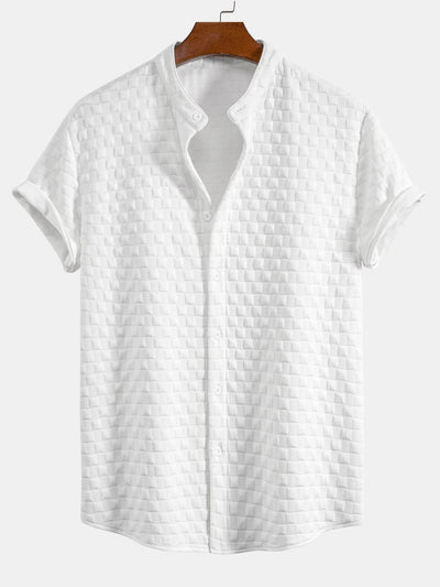 Jeffrey® | Checkerboard Stand Collar Shirt & Checkerboard Jacquard Shorts