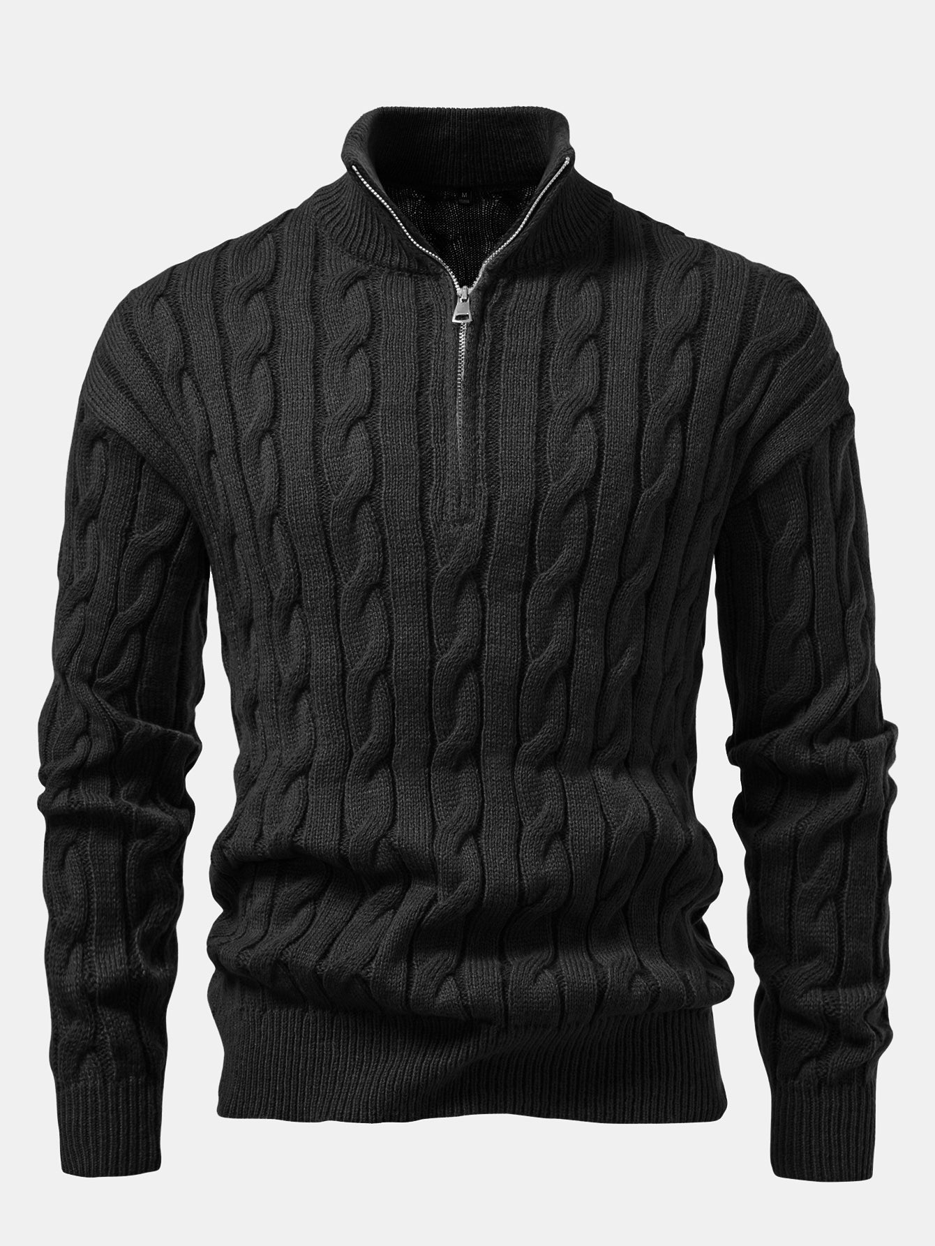 Achille® | Twist Jacquard Quarter Zip Sweater