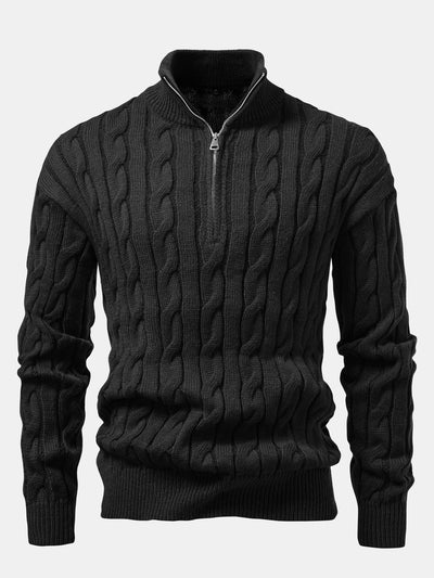 Achille® | Twist Jacquard Quarter Zip Sweater