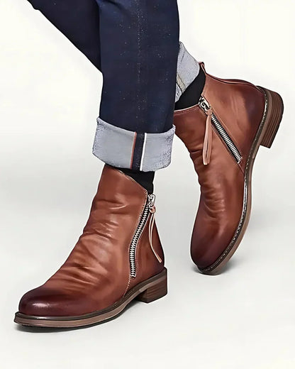 Angel® | Leather Ankle Boots With Zipper On The Side