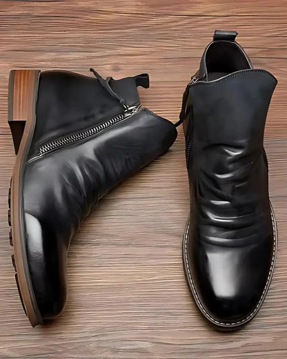 Angel® | Leather Ankle Boots With Zipper On The Side